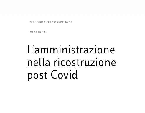 L'amministrazione nella ricostruzione post Covid